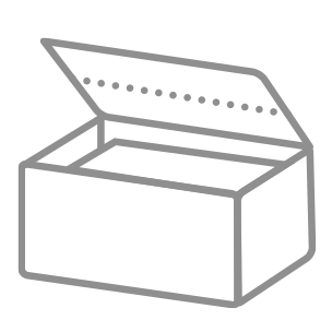 Illustration einer geöffneten Box mit Deckel